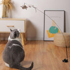 Funny Feather Bird with Bell Cat Stick Toy for Kitten Playing Teaser Wand Toy Cat Supplies Interactive Wiggle Moving Cat Kicker Toy with Plush Interactive Cat Toys Fun Toy For Cat Exercise Stevvex
