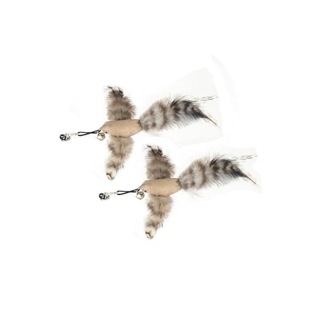 Funny Feather Bird with Bell Cat Stick Toy for Kitten Playing Teaser Wand Toy Cat Supplies Interactive Wiggle Moving Cat Kicker Toy with Plush Interactive Cat Toys Fun Toy For Cat Exercise Stevvex