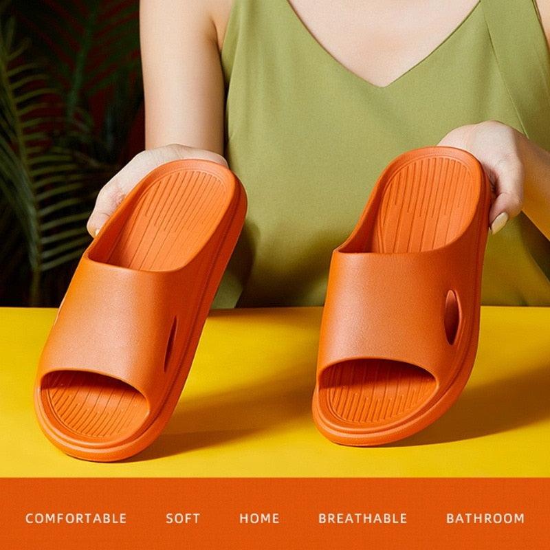 Women Summer Slippers Beach Slide Sandals Flip Flops Non-slip Soft Sole Men Couple Casual Shoes Non-Slip Quick Drying Slipper For Women Men Thick Sole Indoor Home Spa Open Toe Sandals Stevvex