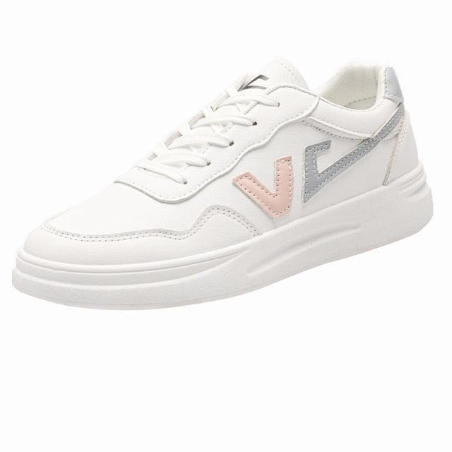 Spring Fashion Breathble Women Sneakers Leather Platform Shoes Women Lace Up Casual Shoes White Fashion Sneakers White PU Leather Platform Sneaker For Women Lace Up Walking Sneakers Stevvex