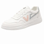 Spring Fashion Breathble Women Sneakers Leather Platform Shoes Women Lace Up Casual Shoes White Fashion Sneakers White PU Leather Platform Sneaker For Women Lace Up Walking Sneakers Stevvex