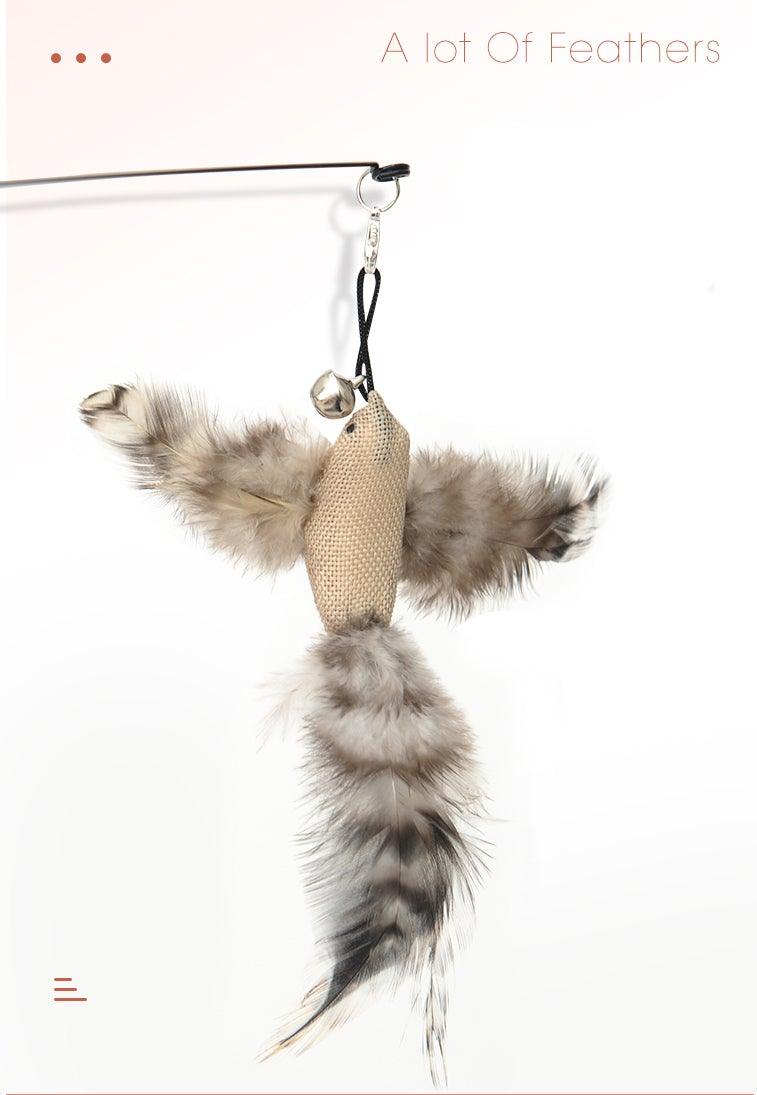 Funny Feather Bird with Bell Cat Stick Toy for Kitten Playing Teaser Wand Toy Cat Supplies Interactive Wiggle Moving Cat Kicker Toy with Plush Interactive Cat Toys Fun Toy For Cat Exercise Stevvex