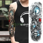 Extra Large Full Arm Leg Body Hand Waterproof Fake Tattoo Stickers Temporary Realistic Black Modern Mens Tattoo Stevvex