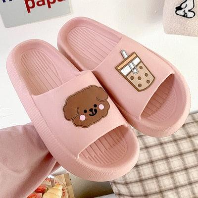 Women Flip Flops Indoor Soft Non Slip Slippers Summer Fashion New Flat Beach Casual Cats Dogs Shoes Open Toe Soft Slippers Soft Shower Bath Pool Gym House Slipper Stevvex