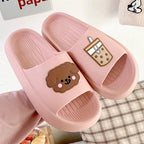 Women Flip Flops Indoor Soft Non Slip Slippers Summer Fashion New Flat Beach Casual Cats Dogs Shoes Open Toe Soft Slippers Soft Shower Bath Pool Gym House Slipper Stevvex