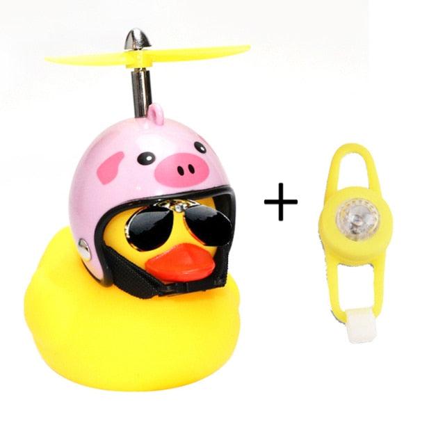 Yellow Small Bike Duck Bicycle Bell Luminous Normal Duck Ducky Bicycle Airscrew Helmet Wind Motor Riding Cycling Lights Horn Rubber Duck Helmet Bike Horn Bell Car Decoration Bicycle Horn Stevvex