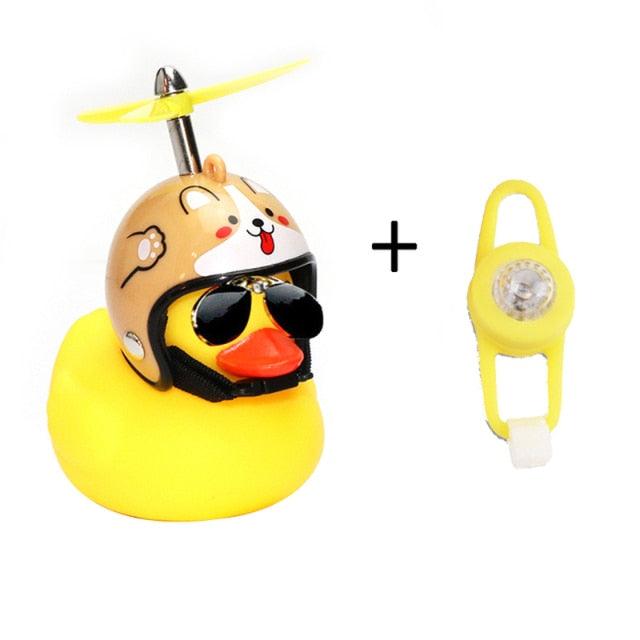 Yellow Small Bike Duck Bicycle Bell Luminous Normal Duck Ducky Bicycle Airscrew Helmet Wind Motor Riding Cycling Lights Horn Rubber Duck Helmet Bike Horn Bell Car Decoration Bicycle Horn Stevvex
