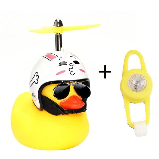 Yellow Small Bike Duck Bicycle Bell Luminous Normal Duck Ducky Bicycle Airscrew Helmet Wind Motor Riding Cycling Lights Horn Rubber Duck Helmet Bike Horn Bell Car Decoration Bicycle Horn Stevvex