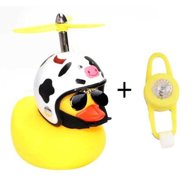 Yellow Small Bike Duck Bicycle Bell Luminous Normal Duck Ducky Bicycle Airscrew Helmet Wind Motor Riding Cycling Lights Horn Rubber Duck Helmet Bike Horn Bell Car Decoration Bicycle Horn Stevvex