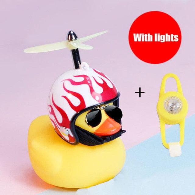 Yellow Small Bike Duck Bicycle Bell Luminous Normal Duck Ducky Bicycle Airscrew Helmet Wind Motor Riding Cycling Lights Horn Rubber Duck Helmet Bike Horn Bell Car Decoration Bicycle Horn Stevvex