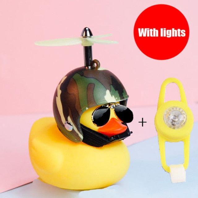 Yellow Small Bike Duck Bicycle Bell Luminous Normal Duck Ducky Bicycle Airscrew Helmet Wind Motor Riding Cycling Lights Horn Rubber Duck Helmet Bike Horn Bell Car Decoration Bicycle Horn Stevvex