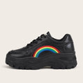 Casual Winter Women Thick Sneakers White Shoes Autumn Winter Fashion Platform Shoes Female Lace Up Rainbow Vulcanized Shoes Comfy Fashion Sneakers Breathable Athletic Casual Shoes Stevvex