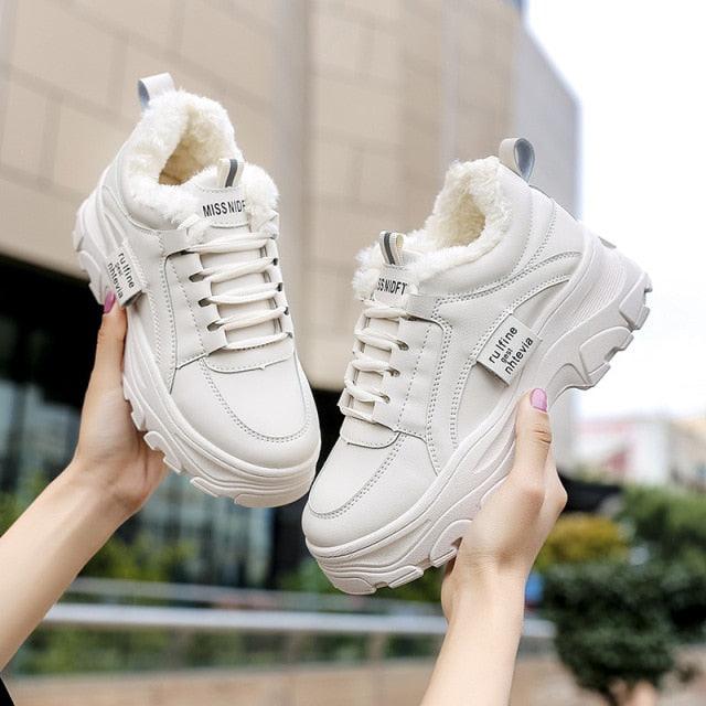 Casual Winter Women Thick Sneakers White Shoes Autumn Winter Fashion Platform Shoes Female Lace Up Rainbow Vulcanized Shoes Comfy Fashion Sneakers Breathable Athletic Casual Shoes Stevvex