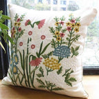 European Floral Cushion Cover Cotton Pillowcases Yellow Botanical Flowers and Green Leaves Floral Garden Pattern Printed Cushion Home Decor Rectangle Pillow Cover Stevvex