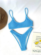 Women One-Shoulder Bikini Swimsuit Women Push Up Swimwear Women's Bathing Suit Comfortable Bikini Ribbed Two Piece Swimsuit Bikini Set Summer Bathing Suit Beach Wear Swimming Suit Stevvex