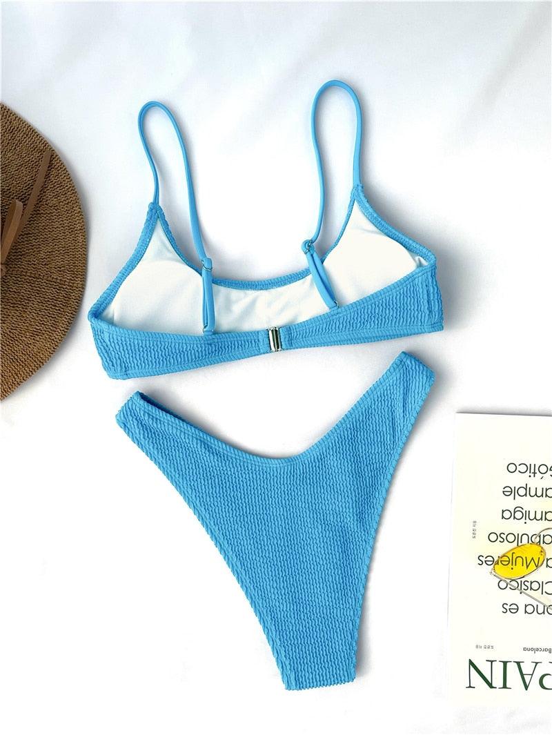 Women One-Shoulder Bikini Swimsuit Women Push Up Swimwear Women's Bathing Suit Comfortable Bikini Ribbed Two Piece Swimsuit Bikini Set Summer Bathing Suit Beach Wear Swimming Suit Stevvex