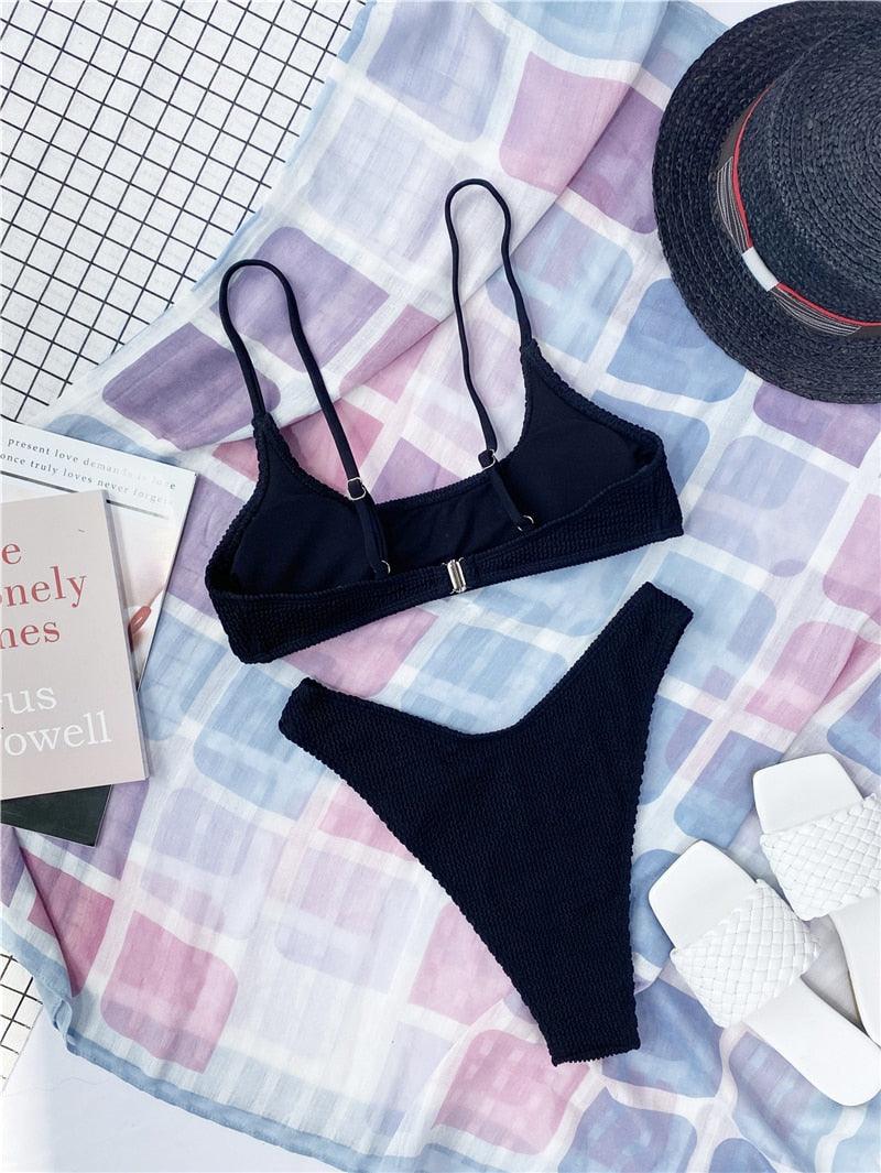 Women One-Shoulder Bikini Swimsuit Women Push Up Swimwear Women's Bathing Suit Comfortable Bikini Ribbed Two Piece Swimsuit Bikini Set Summer Bathing Suit Beach Wear Swimming Suit Stevvex