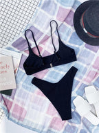 Women One-Shoulder Bikini Swimsuit Women Push Up Swimwear Women's Bathing Suit Comfortable Bikini Ribbed Two Piece Swimsuit Bikini Set Summer Bathing Suit Beach Wear Swimming Suit Stevvex