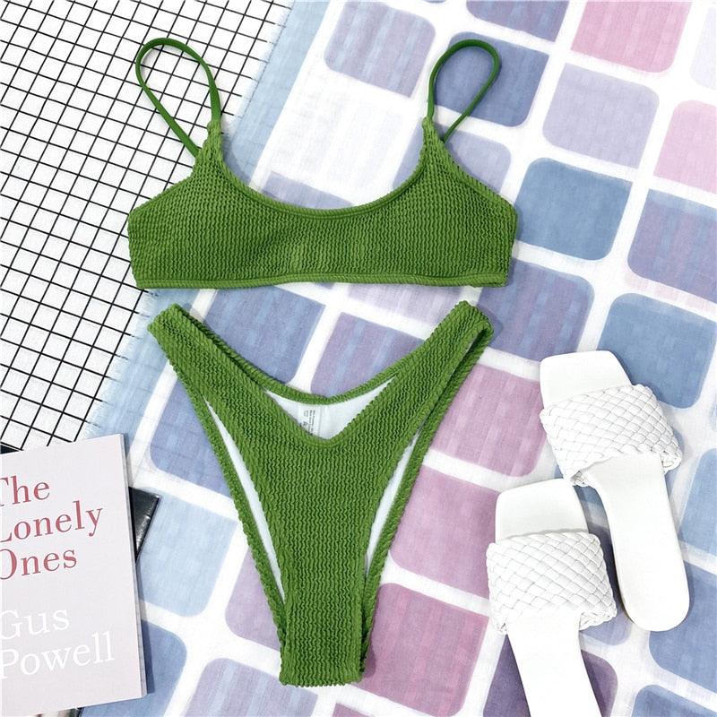 Women One-Shoulder Bikini Swimsuit Women Push Up Swimwear Women's Bathing Suit Comfortable Bikini Ribbed Two Piece Swimsuit Bikini Set Summer Bathing Suit Beach Wear Swimming Suit Stevvex