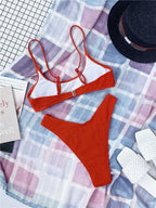 Women One-Shoulder Bikini Swimsuit Women Push Up Swimwear Women's Bathing Suit Comfortable Bikini Ribbed Two Piece Swimsuit Bikini Set Summer Bathing Suit Beach Wear Swimming Suit Stevvex