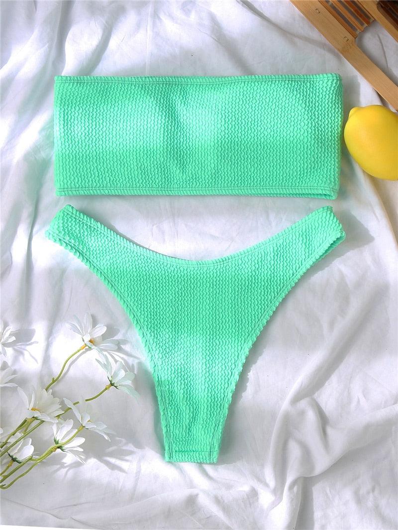 Women One-Shoulder Bikini Swimsuit Women Push Up Swimwear Women's Bathing Suit Comfortable Bikini Ribbed Two Piece Swimsuit Bikini Set Summer Bathing Suit Beach Wear Swimming Suit Stevvex