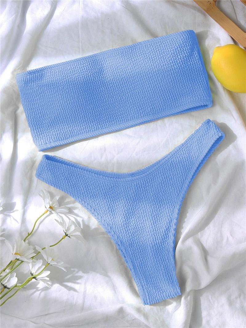 Women One-Shoulder Bikini Swimsuit Women Push Up Swimwear Women's Bathing Suit Comfortable Bikini Ribbed Two Piece Swimsuit Bikini Set Summer Bathing Suit Beach Wear Swimming Suit Stevvex