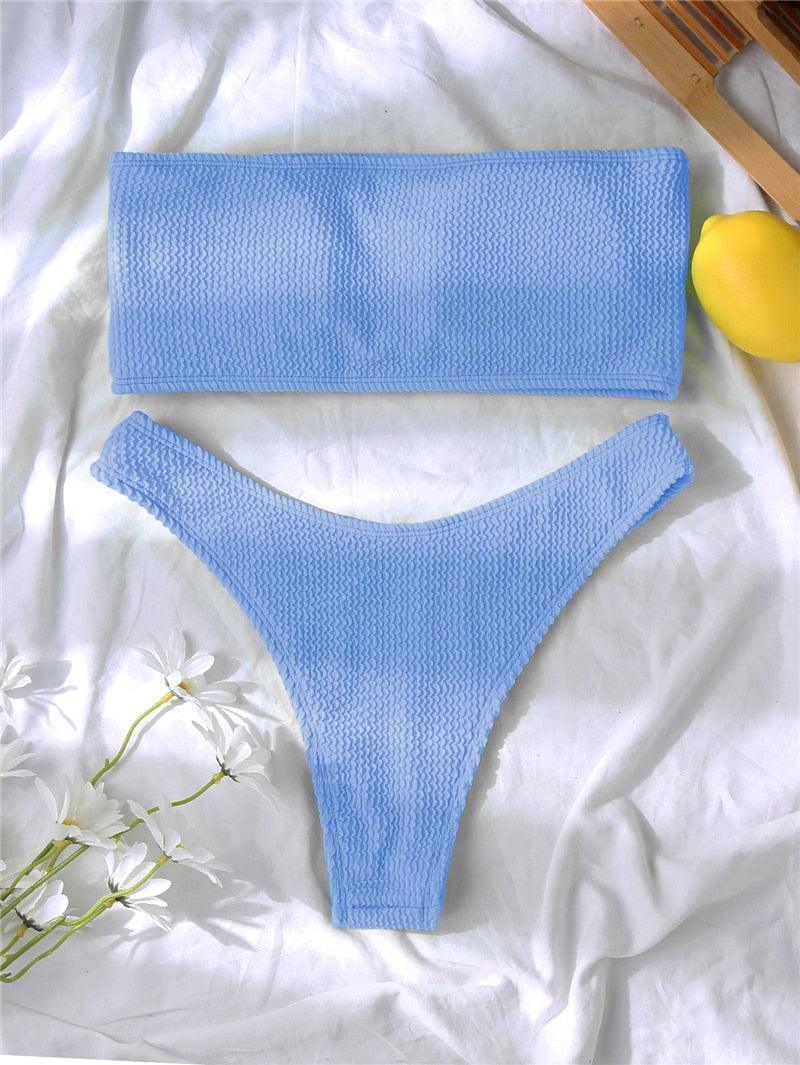 Women One-Shoulder Bikini Swimsuit Women Push Up Swimwear Women's Bathing Suit Comfortable Bikini Ribbed Two Piece Swimsuit Bikini Set Summer Bathing Suit Beach Wear Swimming Suit Stevvex