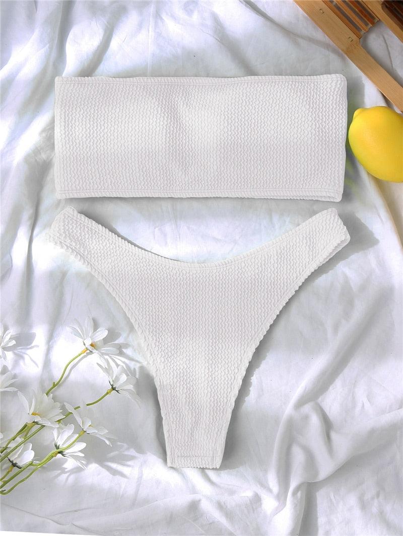 Women One-Shoulder Bikini Swimsuit Women Push Up Swimwear Women's Bathing Suit Comfortable Bikini Ribbed Two Piece Swimsuit Bikini Set Summer Bathing Suit Beach Wear Swimming Suit Stevvex