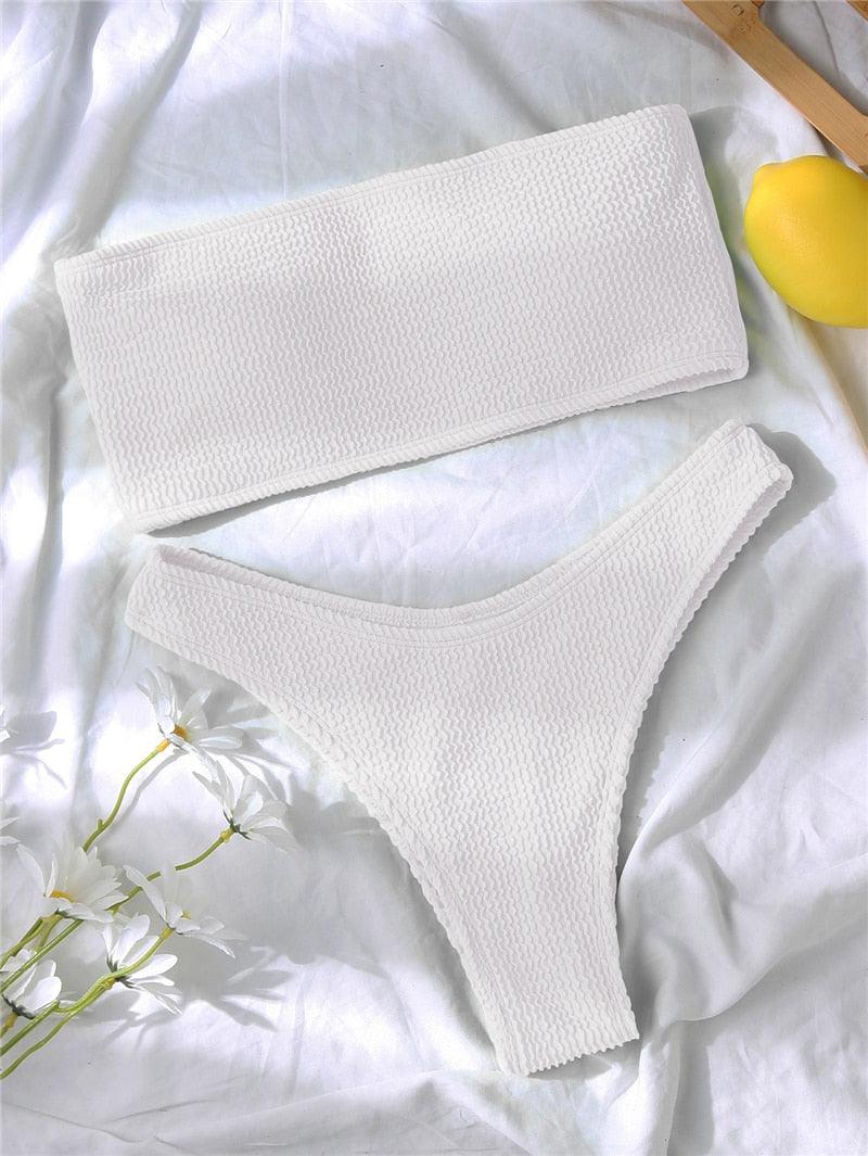 Women One-Shoulder Bikini Swimsuit Women Push Up Swimwear Women's Bathing Suit Comfortable Bikini Ribbed Two Piece Swimsuit Bikini Set Summer Bathing Suit Beach Wear Swimming Suit Stevvex