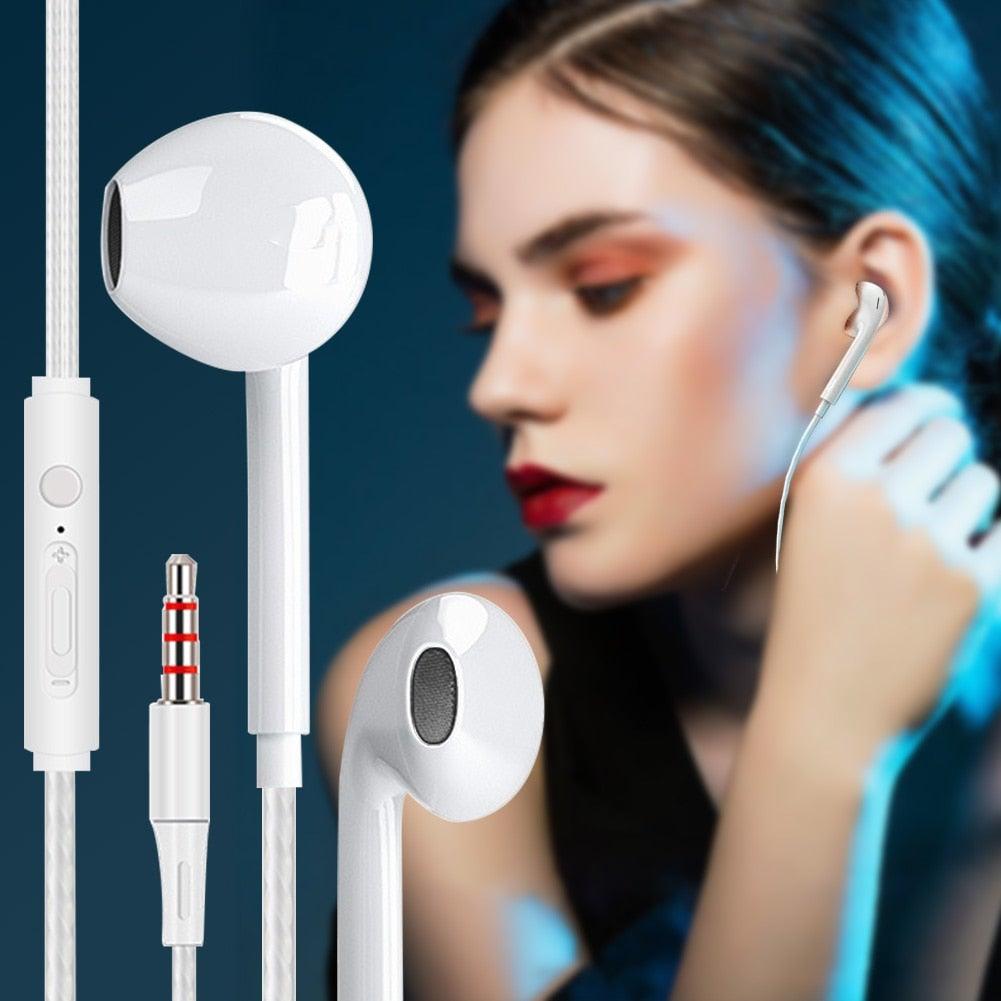 Black White Sport Earbuds Wired Headphones With Bass Mobile Phone Earphone Wire Stereo Headset Mic Music Earphones Wired Earbuds Noise Isolating in-Ear Headphones Earphones with Mic Volume Control 3.5mm Plug for Sports Workout Compatible Stevvex