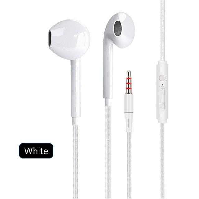 Black White Sport Earbuds Wired Headphones With Bass Mobile Phone Earphone Wire Stereo Headset Mic Music Earphones Wired Earbuds Noise Isolating in-Ear Headphones Earphones with Mic Volume Control 3.5mm Plug for Sports Workout Compatible Stevvex