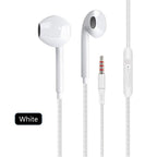 Black White Sport Earbuds Wired Headphones With Bass Mobile Phone Earphone Wire Stereo Headset Mic Music Earphones Wired Earbuds Noise Isolating in-Ear Headphones Earphones with Mic Volume Control 3.5mm Plug for Sports Workout Compatible Stevvex