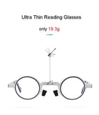 Small Metal Round Folding Reading Glasses Retro Circle Blue Light Computer Grade Glasses Narrow Eyeglasses Frame And Anti Glare Reading Glasses Foldable Computer Reading Glasses For Men  +3.5 Stevvex