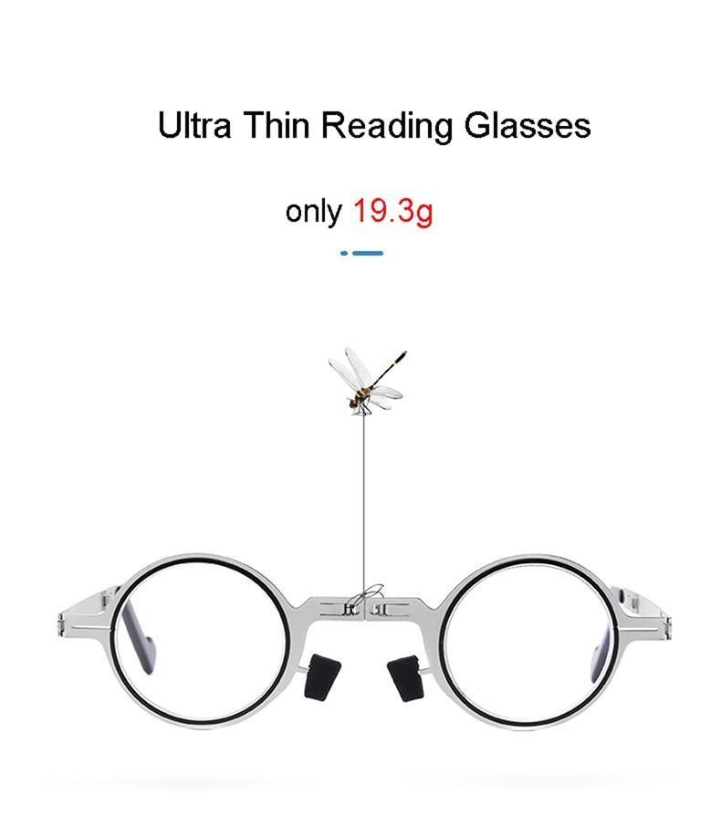 Small Metal Round Folding Reading Glasses Retro Circle Blue Light Computer Grade Glasses Narrow Eyeglasses Frame And Anti Glare Reading Glasses Foldable Computer Reading Glasses For Men  +3.5 Stevvex