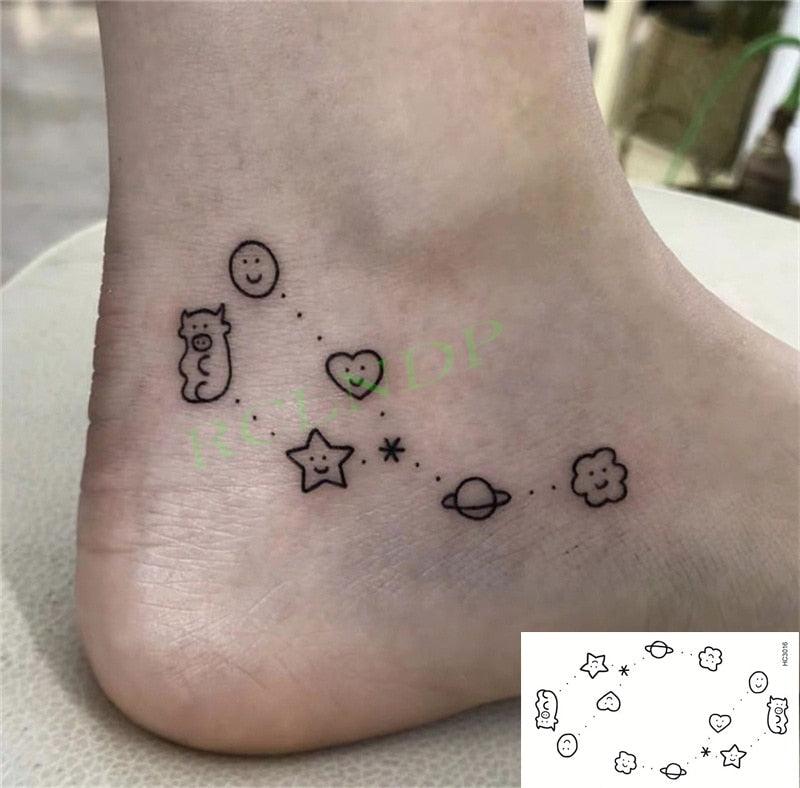 New Waterproof Temporary Sticker Tattoo Flame Heart Star Element Body Art Cute Small Tattoos For Kids Womens Stevvex