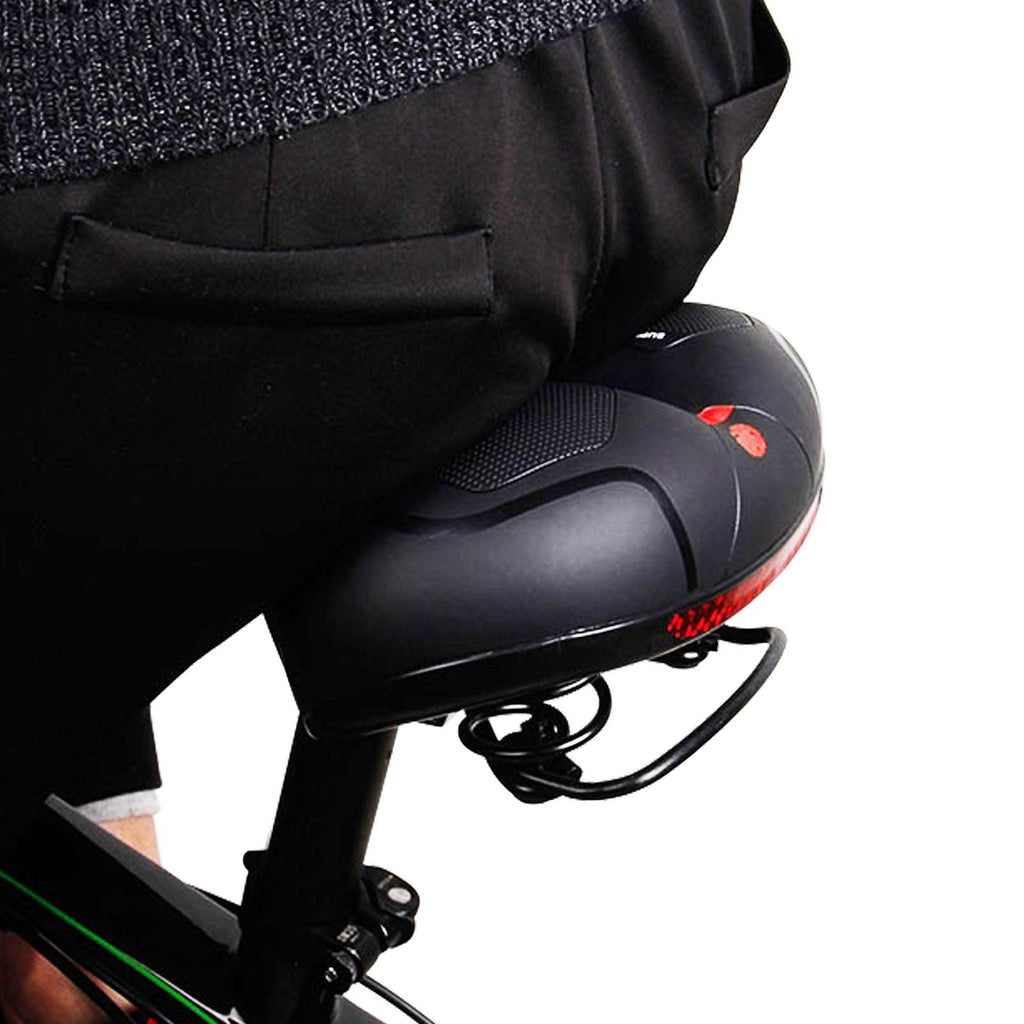 Reflective Breathable Bike Saddle Cushion Leather Surface Seat Mountain Bicycle Shock Absorbing Hollow Bike Seat For Women Or Men Bicycle Saddle Replacement Padded Soft High Density Memory Foam With Dual Shock Absorbing Stevvex
