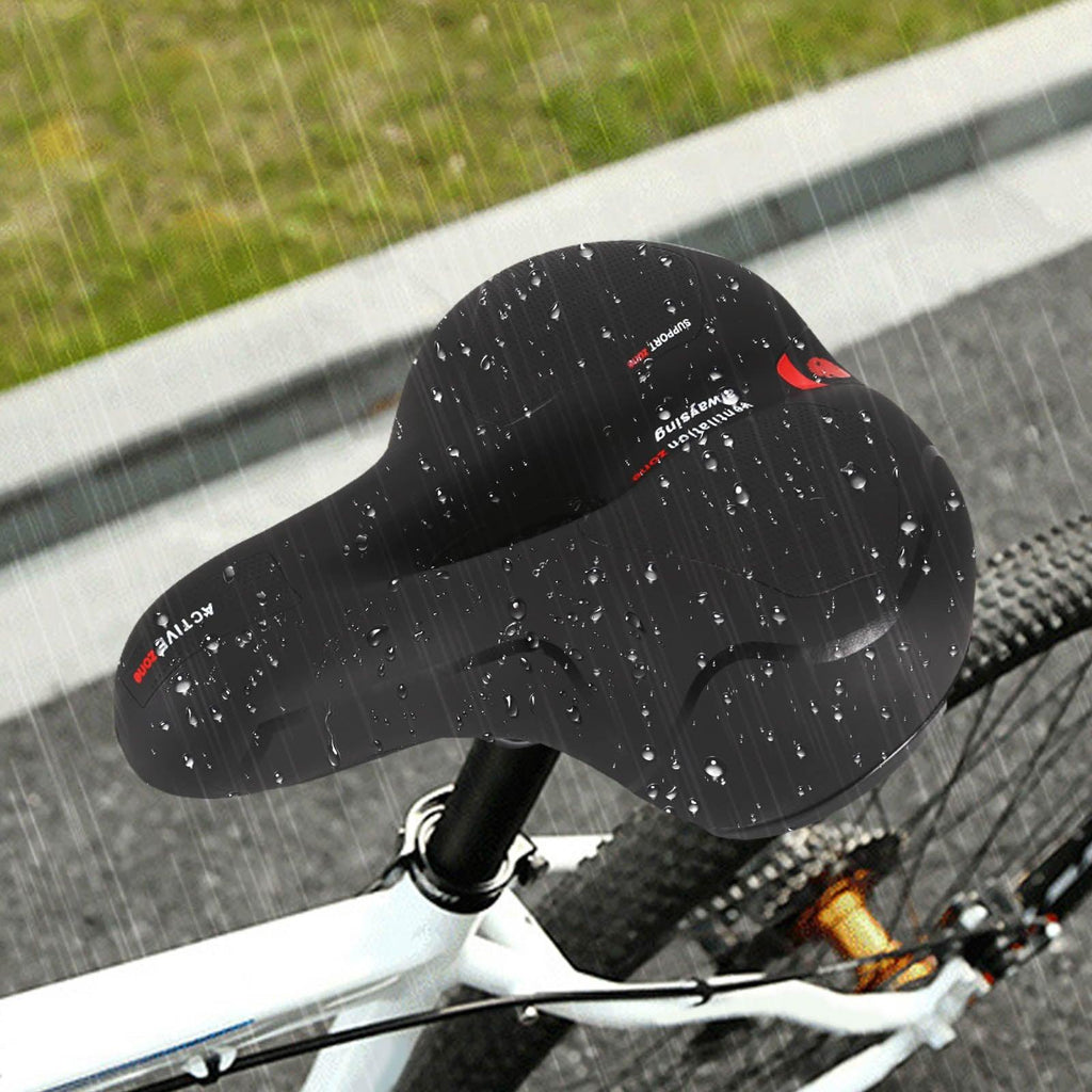 Reflective Breathable Bike Saddle Cushion Leather Surface Seat Mountain Bicycle Shock Absorbing Hollow Bike Seat For Women Or Men Bicycle Saddle Replacement Padded Soft High Density Memory Foam With Dual Shock Absorbing Stevvex