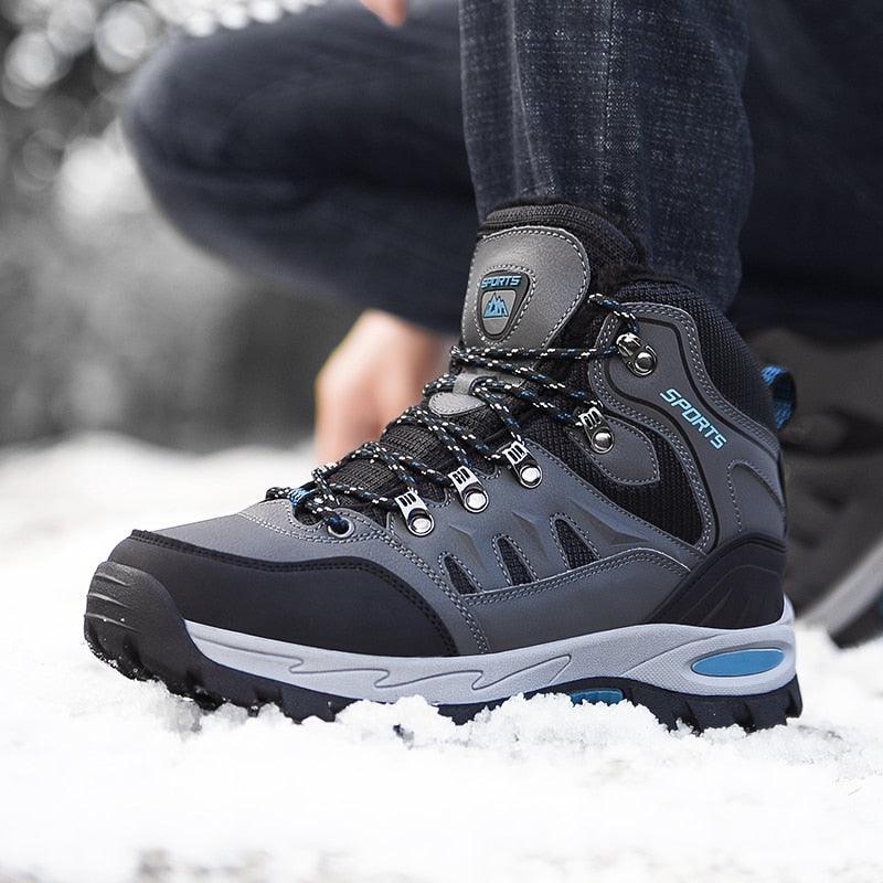 Mens Winter Snow Boots Waterproof Leather Super Warm Men's Boots Outdoor Hiking Boots Ankle Snow Hiking Boots Warm Water Resistant Non Slip Soft Lined Design Stevvex