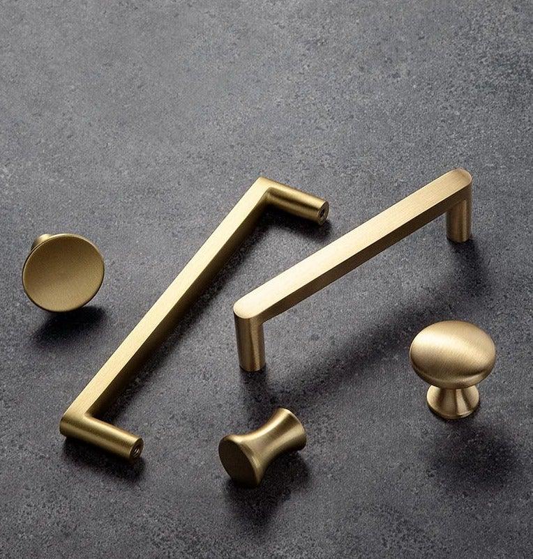 Modern Gold Knob Pure Copper Kitchen Cabinet Handles Cupboard Door Pulls Drawer Knobs Brass Furniture Handle Hardware Drawer Pulls Cupboard Knob For Kitchen Furniture Hardware Stevvex