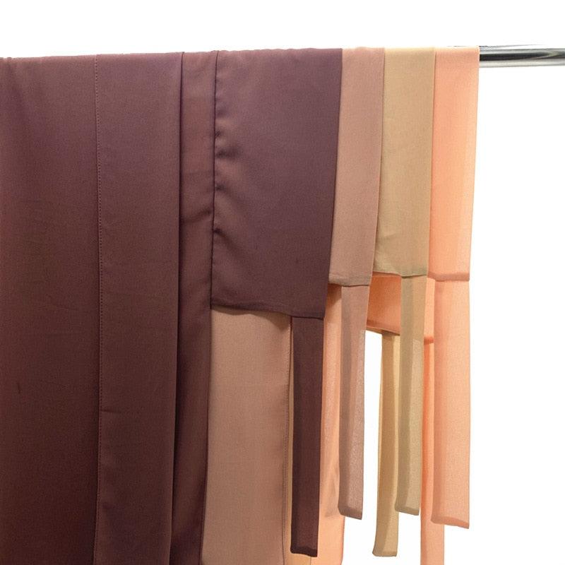Plain Colorful Soft Lightweight Chiffon Elegant Hijab Scarf With Bandage Non-Slip Chiffon Echarpe Elegant Breathable Islam Long Hijabs Headband Fashion Turban Headwrap For Women Stevvex