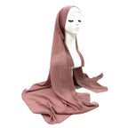 Plain Colorful Soft Lightweight Chiffon Elegant Hijab Scarf With Bandage Non-Slip Chiffon Echarpe Elegant Breathable Islam Long Hijabs Headband Fashion Turban Headwrap For Women Stevvex