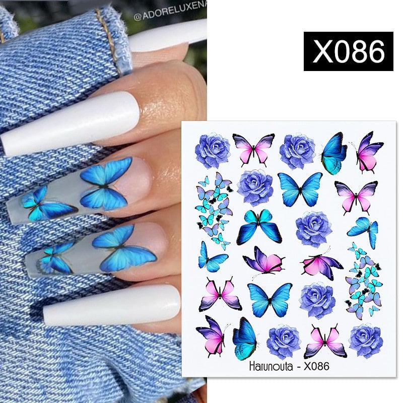 French Line Nail Water Decal Flower Marble Leaf Girl Stickers on Nails Water Ink Transfer Slider Nail Stickers Decor Kids Nails Art Decoration Nail Strips Shiny French Tip Guides Stickers French Nail Stickers Form Fringe Guides Stevvex