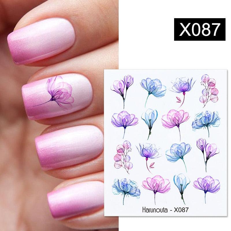 French Line Nail Water Decal Flower Marble Leaf Girl Stickers on Nails Water Ink Transfer Slider Nail Stickers Decor Kids Nails Art Decoration Nail Strips Shiny French Tip Guides Stickers French Nail Stickers Form Fringe Guides Stevvex