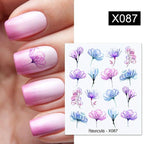 French Line Nail Water Decal Flower Marble Leaf Girl Stickers on Nails Water Ink Transfer Slider Nail Stickers Decor Kids Nails Art Decoration Nail Strips Shiny French Tip Guides Stickers French Nail Stickers Form Fringe Guides Stevvex