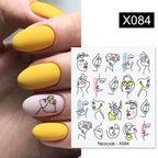 French Line Nail Water Decal Flower Marble Leaf Girl Stickers on Nails Water Ink Transfer Slider Nail Stickers Decor Kids Nails Art Decoration Nail Strips Shiny French Tip Guides Stickers French Nail Stickers Form Fringe Guides Stevvex