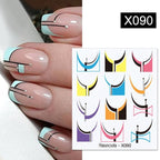 French Line Nail Water Decal Flower Marble Leaf Girl Stickers on Nails Water Ink Transfer Slider Nail Stickers Decor Kids Nails Art Decoration Nail Strips Shiny French Tip Guides Stickers French Nail Stickers Form Fringe Guides Stevvex