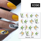 French Line Nail Water Decal Flower Marble Leaf Girl Stickers on Nails Water Ink Transfer Slider Nail Stickers Decor Kids Nails Art Decoration Nail Strips Shiny French Tip Guides Stickers French Nail Stickers Form Fringe Guides Stevvex