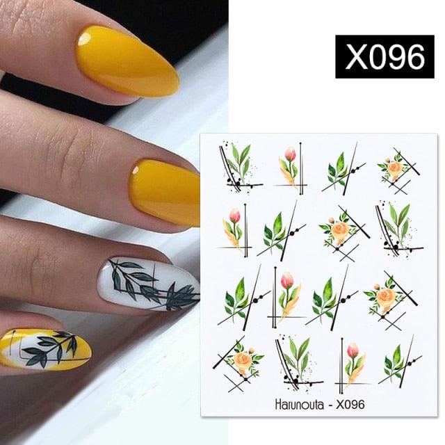 French Line Nail Water Decal Flower Marble Leaf Girl Stickers on Nails Water Ink Transfer Slider Nail Stickers Decor Kids Nails Art Decoration Nail Strips Shiny French Tip Guides Stickers French Nail Stickers Form Fringe Guides Stevvex