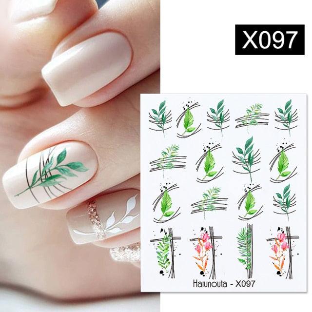 French Line Nail Water Decal Flower Marble Leaf Girl Stickers on Nails Water Ink Transfer Slider Nail Stickers Decor Kids Nails Art Decoration Nail Strips Shiny French Tip Guides Stickers French Nail Stickers Form Fringe Guides Stevvex