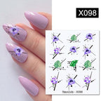 French Line Nail Water Decal Flower Marble Leaf Girl Stickers on Nails Water Ink Transfer Slider Nail Stickers Decor Kids Nails Art Decoration Nail Strips Shiny French Tip Guides Stickers French Nail Stickers Form Fringe Guides Stevvex